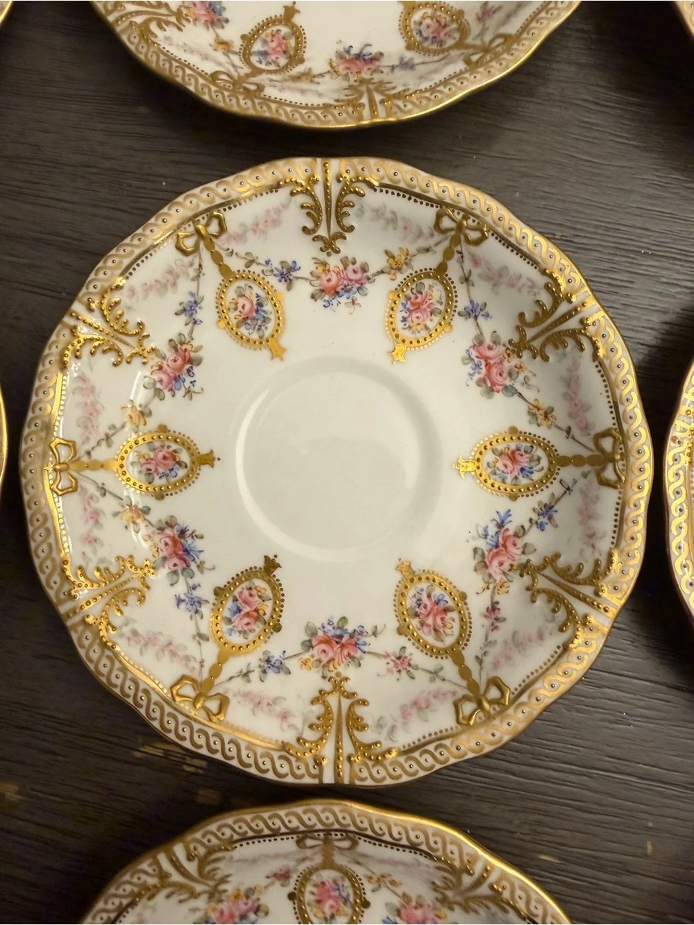Antique Royal Crown Derby Bone China Saucers Set of 12
